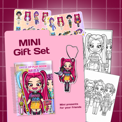 Mini Gift Set MIRA| Interactive Dress-Up Book, Stickers, Coloring Pages & Keychain