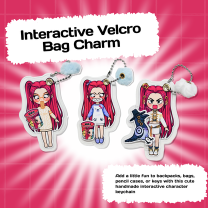Mini Collectible Character Keychain Mira | Interactive Velcro Bag Charm