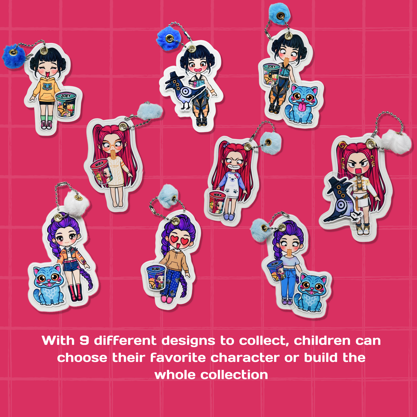 Mini Collectible Character Keychain Mira | Interactive Velcro Bag Charm