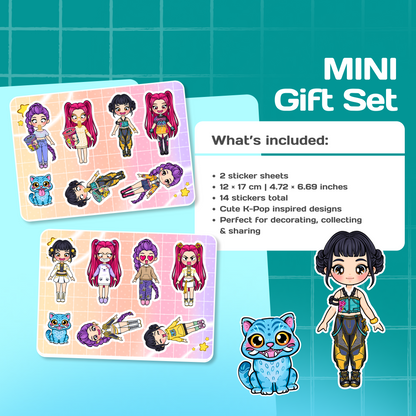 Mini Gift Set ZOEY| Interactive Dress-Up Book, Stickers, Coloring Pages & Keychain