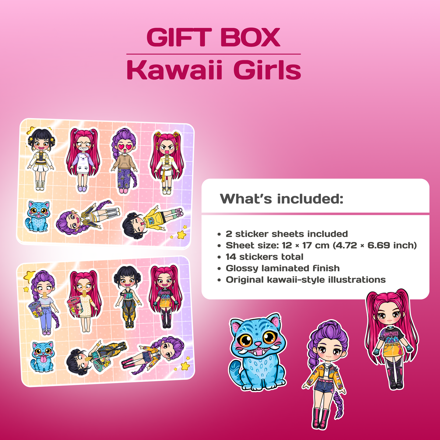 Kawaii Girls Gift Box | Interactive Busy Book + Coloring Book + Sticker Set | Creative Gift for Girls Age 3+