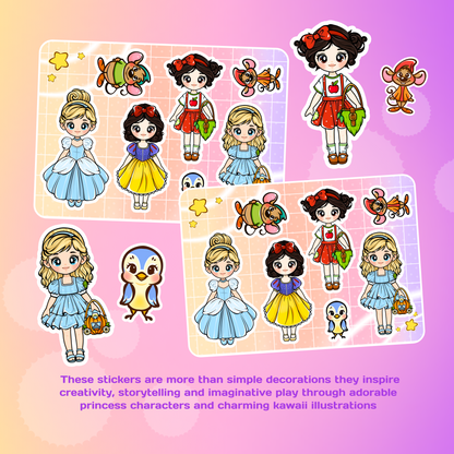 Kawaii Princess Girls Sticker Set - Chibi Anime Sticker Set 2
