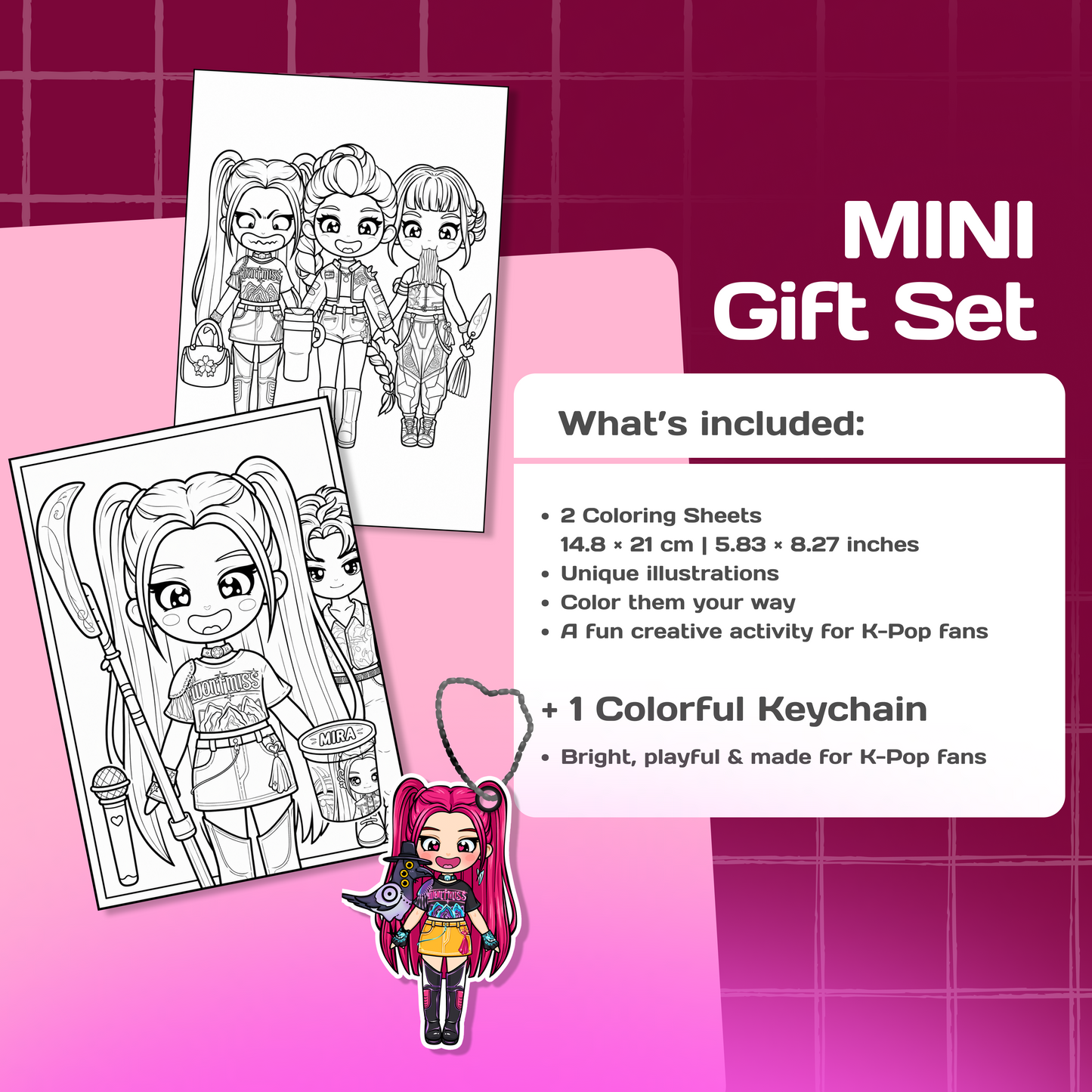 Mini Gift Set MIRA| Interactive Dress-Up Book, Stickers, Coloring Pages & Keychain