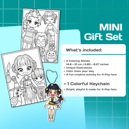 Mini Gift Set ZOEY| Interactive Dress-Up Book, Stickers, Coloring Pages & Keychain