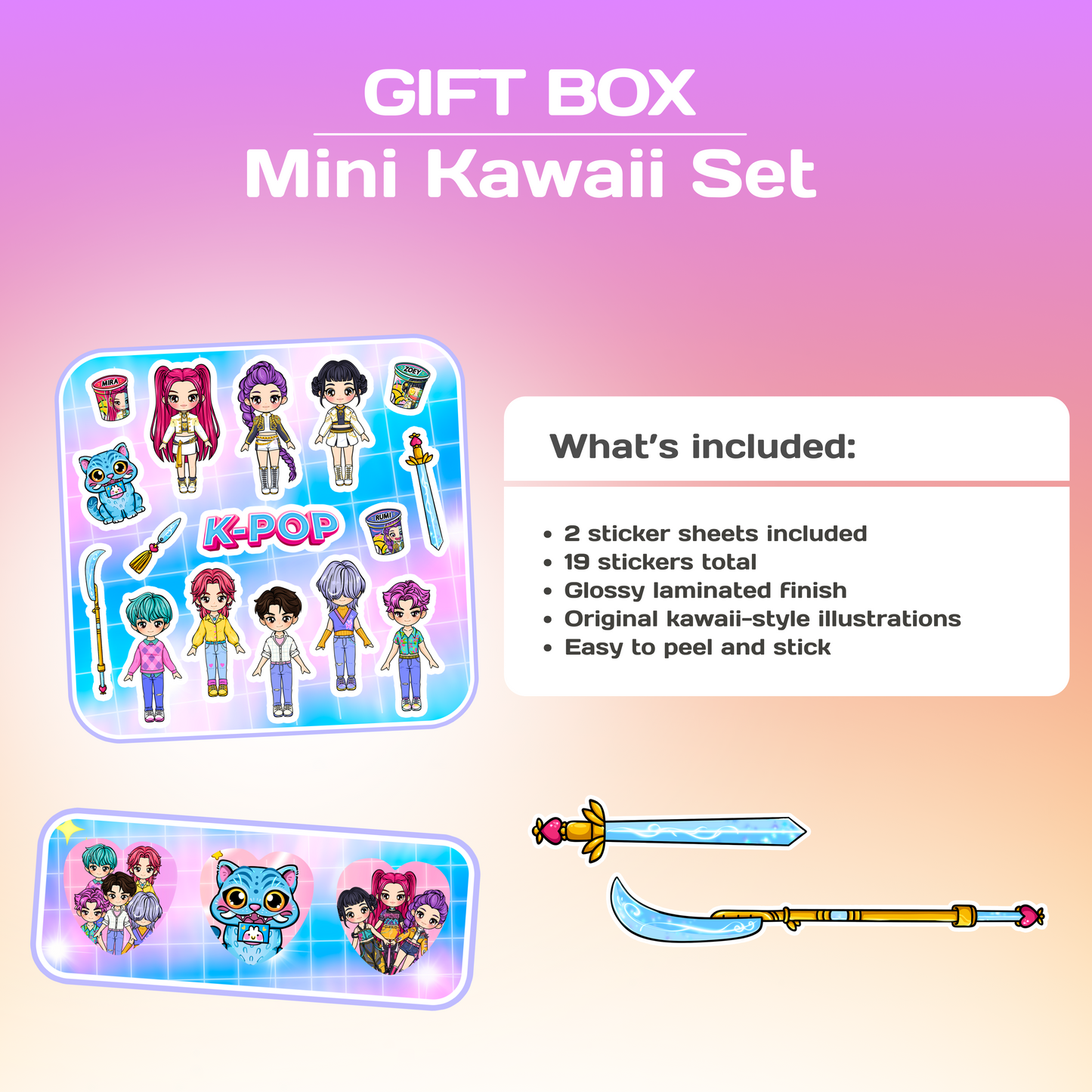 Mini Kawaii Girls Gift Box | Mini Dress-Up Book + Coloring Book + Sticker Set | Travel Activity Gift for Girls 3+