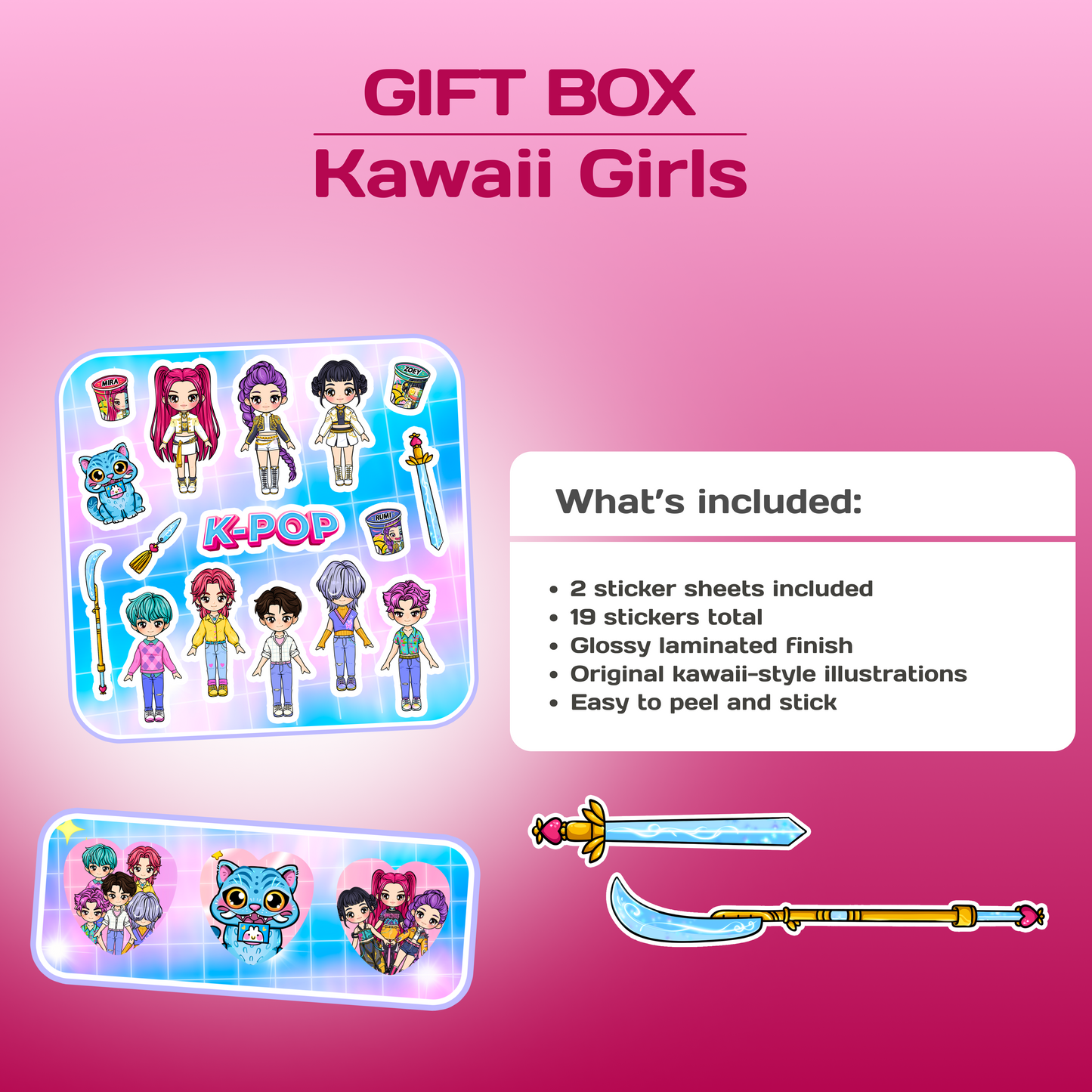 Kawaii Girls Gift Box | Interactive Busy Book + Coloring Book + Sticker Set | Creative Gift for Girls Age 3+