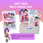 Mini Kawaii Girls Gift Box | Mini Dress-Up Book + Coloring Book + Sticker Set | Travel Activity Gift for Girls 3+