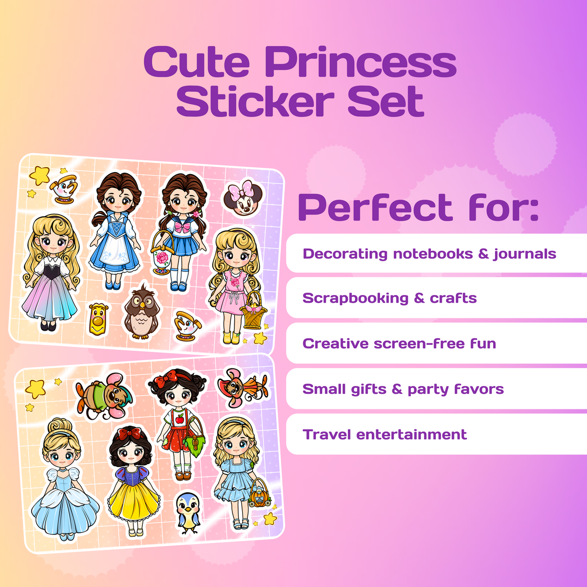 Kawaii Princess Sticker Set | Cute Decorative Stickers