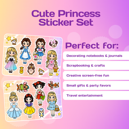Kawaii Princess Sticker Set | Cute Decorative Stickers