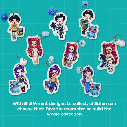 Mini Collectible Character Keychain Zoey | Interactive Velcro Bag Charm