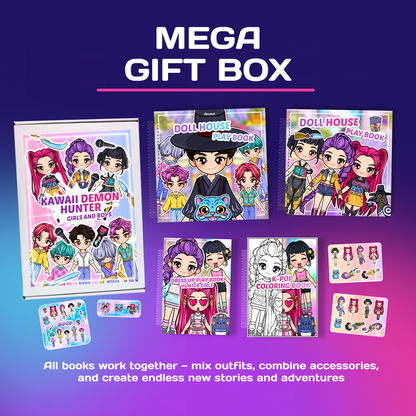 Mega Kawaii Busy Book Gift Box | Interactive Dollhouse & Dress Up Play Set
