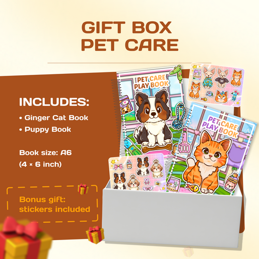 Pet Care Gift Box – Puppy & Ginger Cat Interactive Mini Books