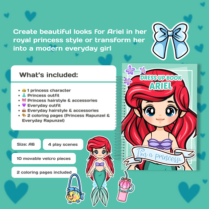 Mini Dress Up Book – Ariel | Interactive Princess Dress Up Toy