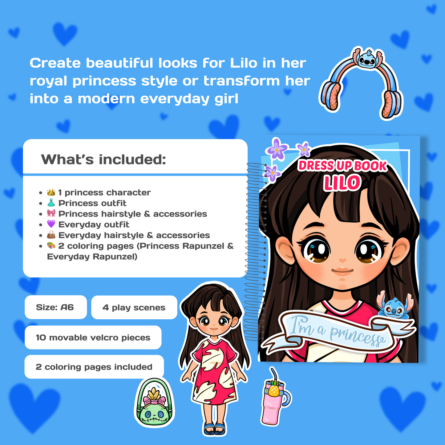 Mini Dress Up Book – Lilo | Interactive Princess Dress Up Toy