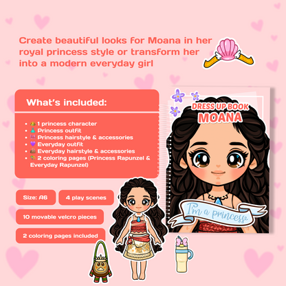Mini Dress Up Book – Moana | Interactive Princess Dress Up Toy