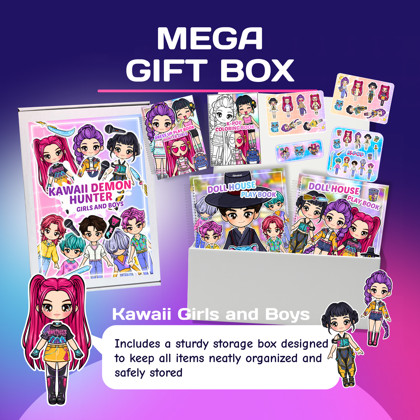 Mega Kawaii Busy Book Gift Box | Interactive Dollhouse & Dress Up Play Set