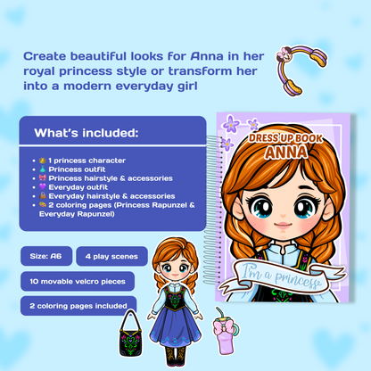 Mini Dress Up Book – Anna | Interactive Princess Dress Up Toy