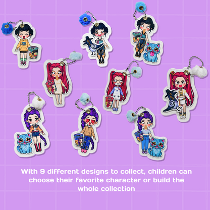 Mini Collectible Character Keychain Rumi | Interactive Velcro Bag Charm