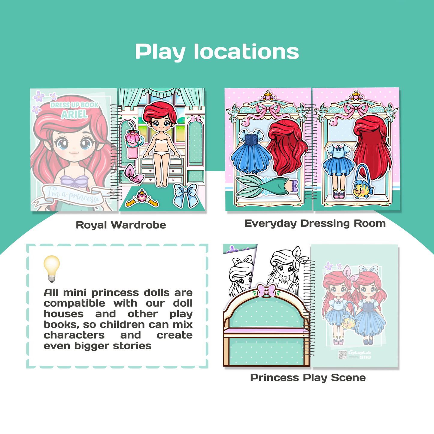 Mini Dress Up Book – Ariel | Interactive Princess Dress Up Toy