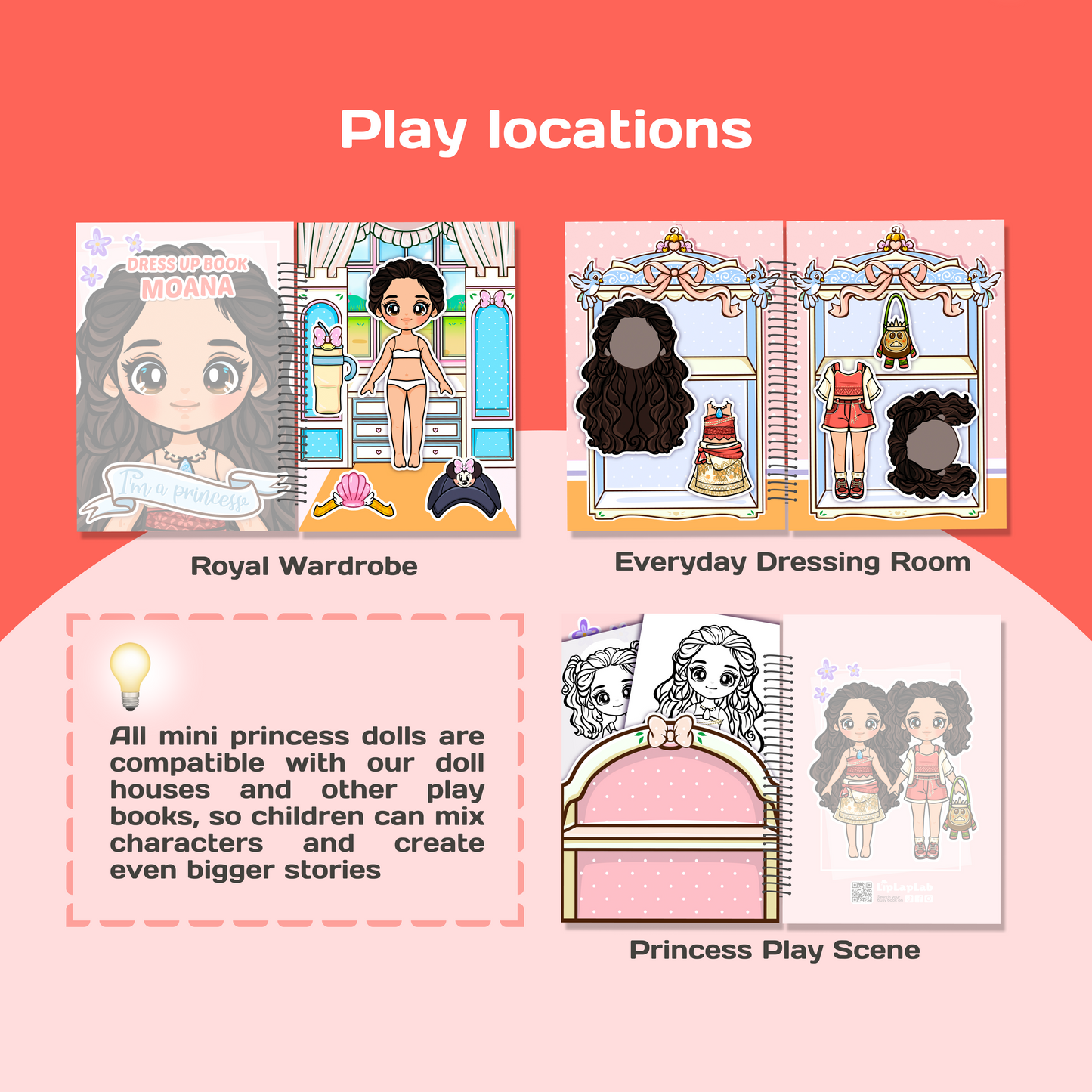 Mini Dress Up Book – Moana | Interactive Princess Dress Up Toy