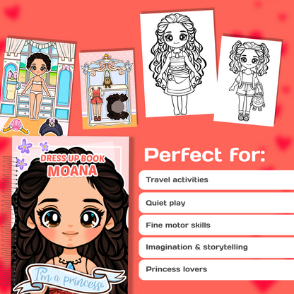 Mini Dress Up Book – Moana | Interactive Princess Dress Up Toy