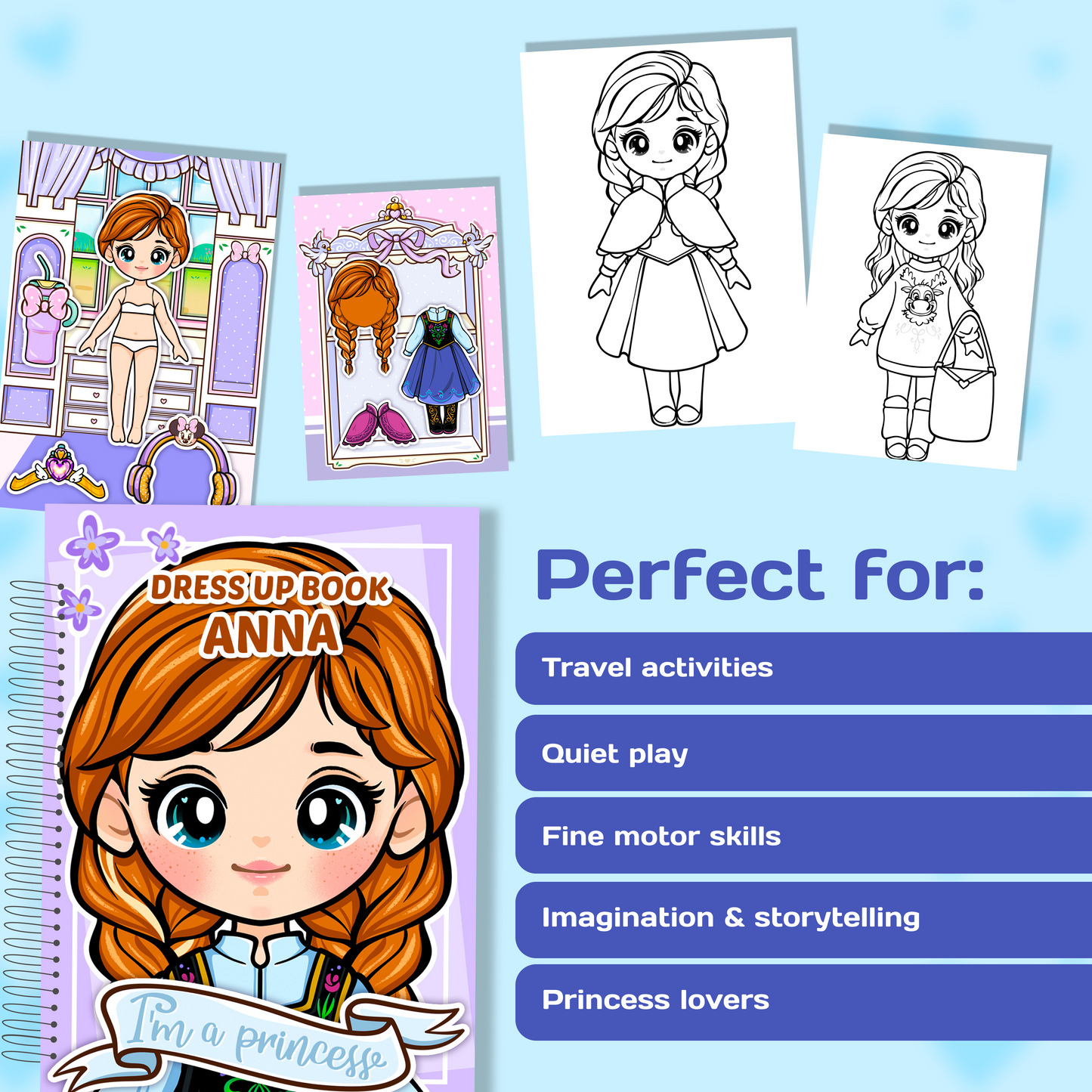 Mini Dress Up Book – Anna | Interactive Princess Dress Up Toy
