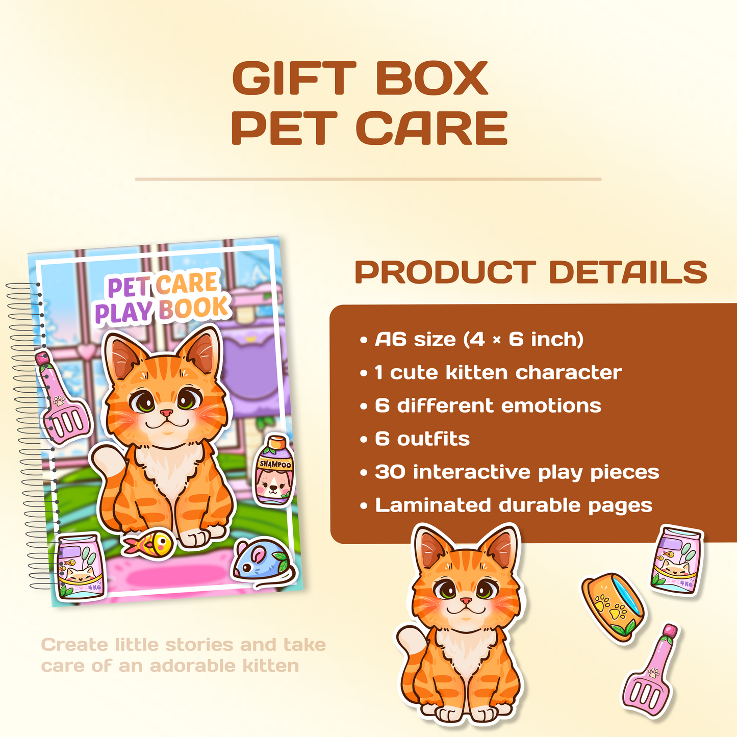 Pet Care Gift Box – Puppy & Ginger Cat Interactive Mini Books