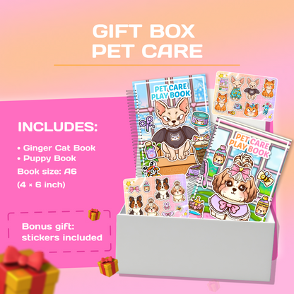 Pink Pet Care Gift Box – Puppy & Kitten Interactive Mini Books