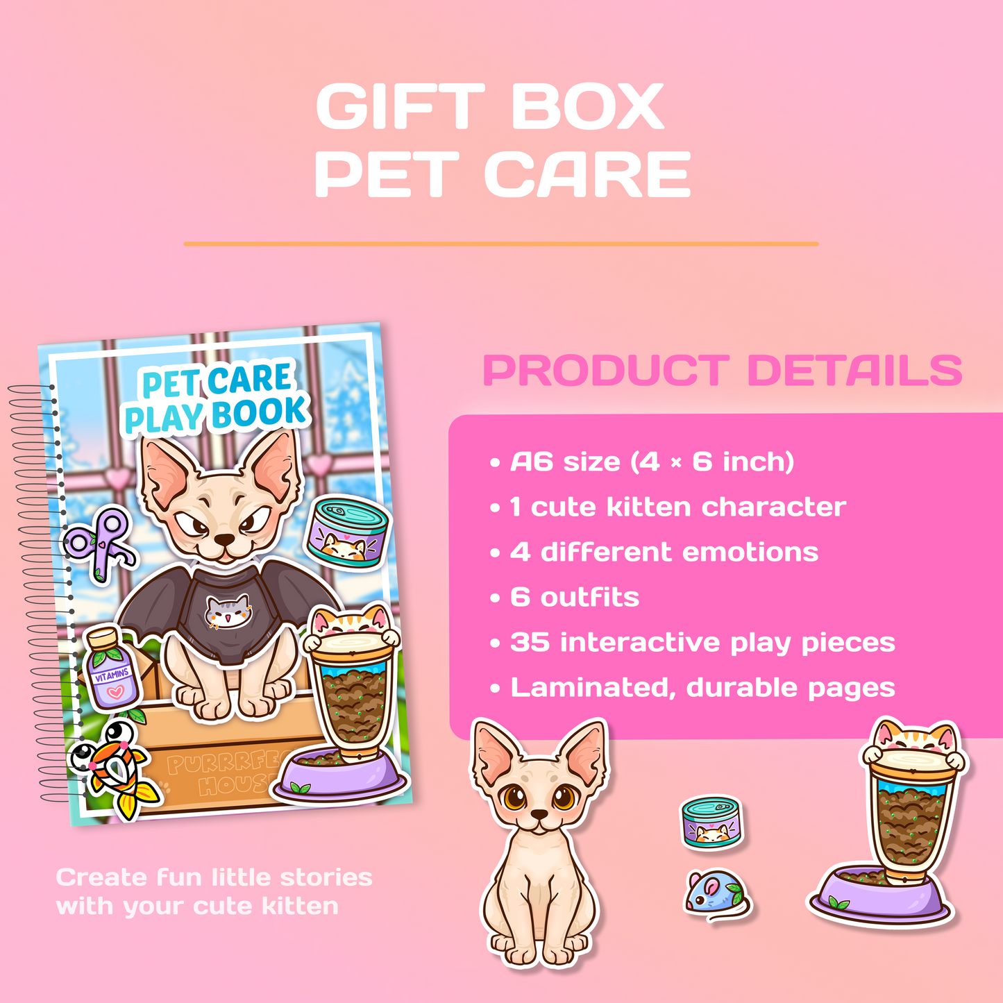 Pink Pet Care Gift Box – Puppy & Kitten Interactive Mini Books