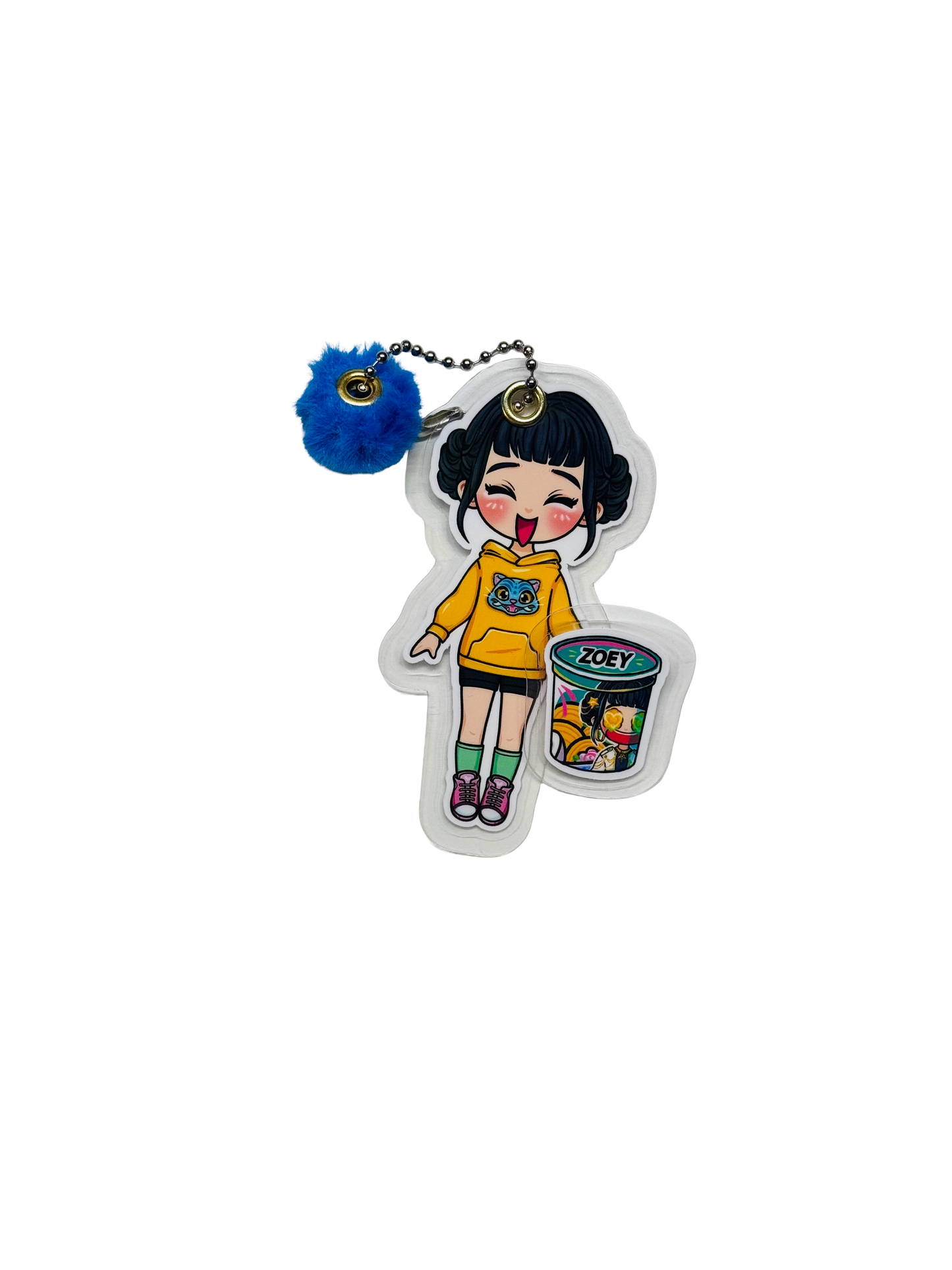 Mini Collectible Character Keychain Zoey | Interactive Velcro Bag Charm
