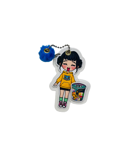 Mini Collectible Character Keychain Zoey | Interactive Velcro Bag Charm