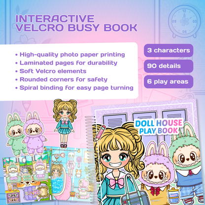 Interactive Doll House Busy Book with Cute Characters