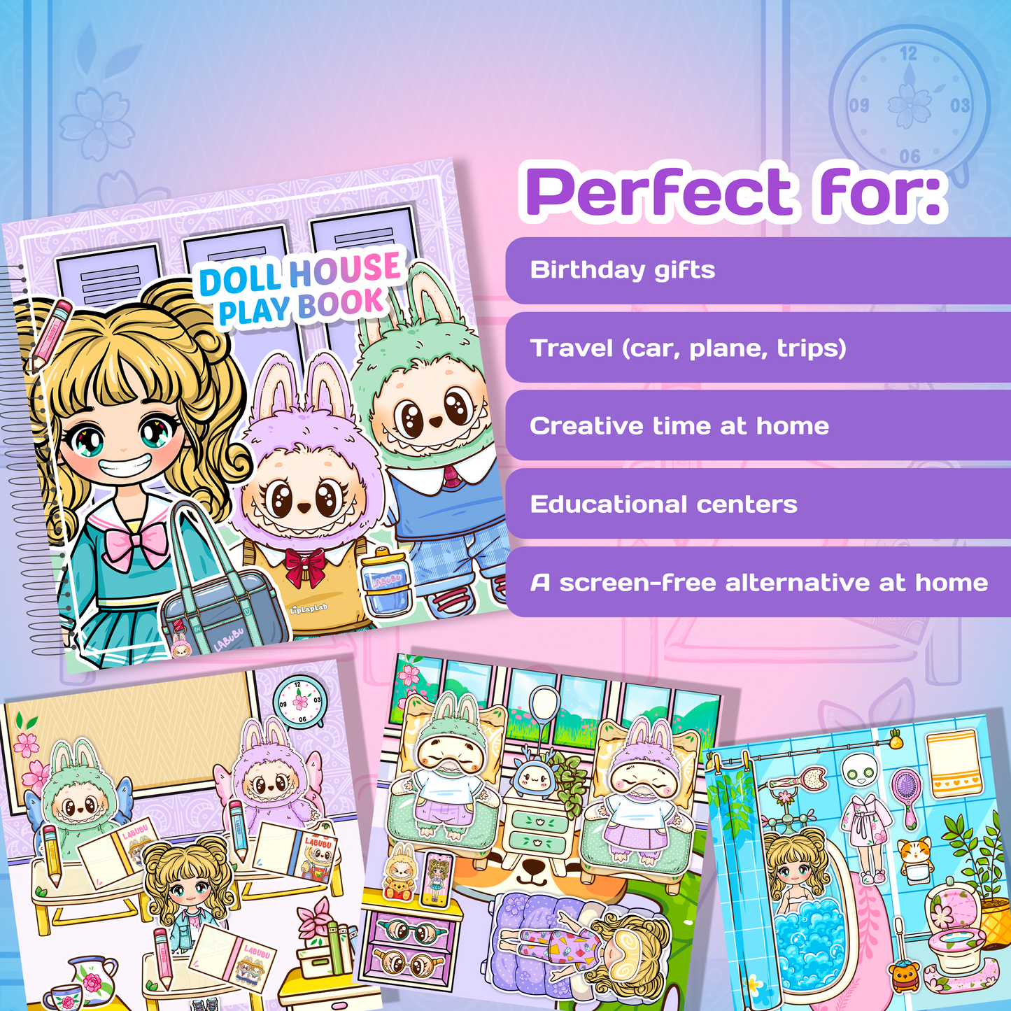 Interactive Doll House Busy Book with Cute Characters