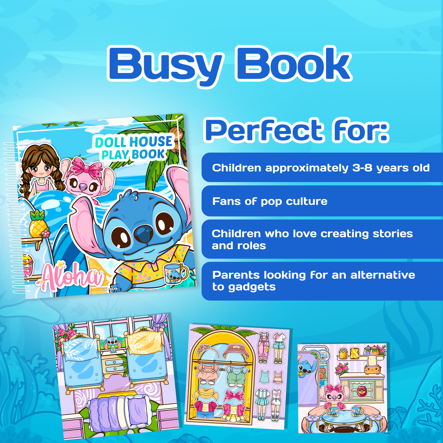 Interactive Doll House Busy Book with Cute Alien Friends