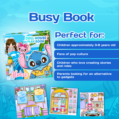 Interactive Doll House Busy Book with Cute Alien Friends