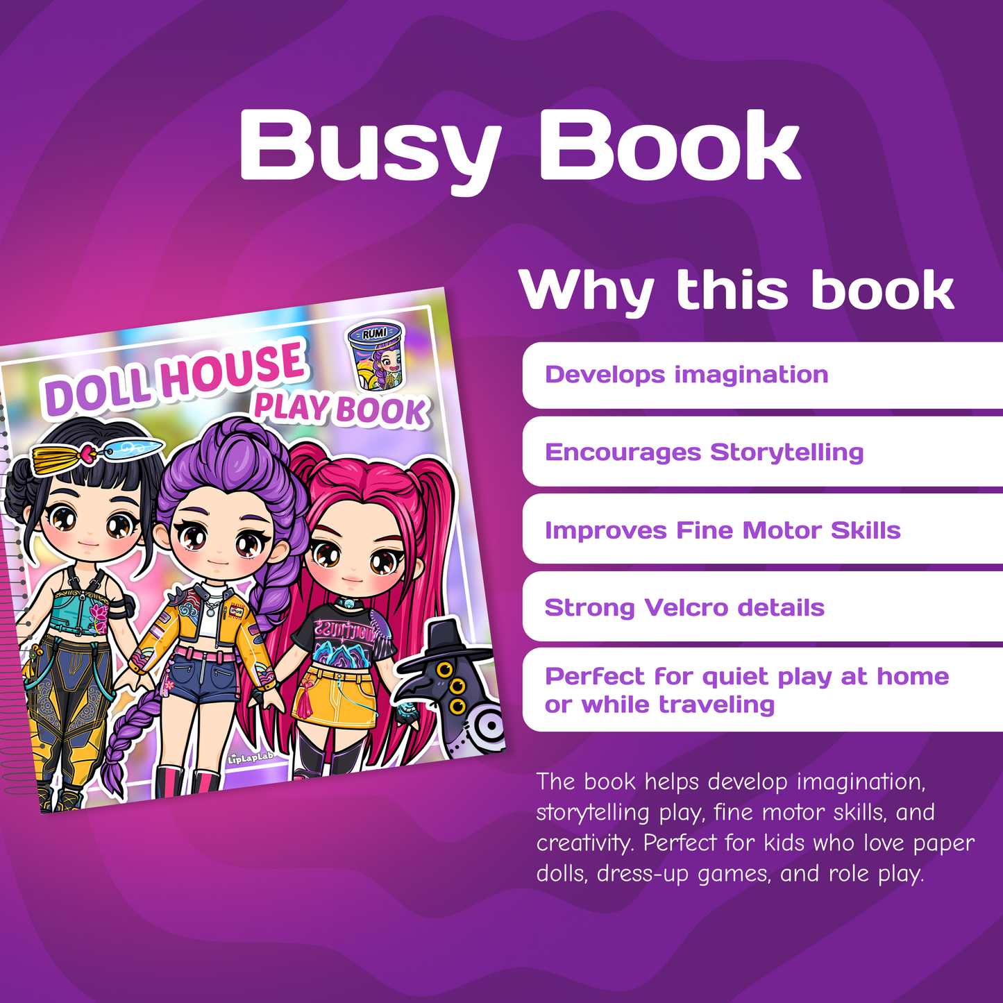 Girls Doll House Busy Book | Interactive Dress Up Play Book