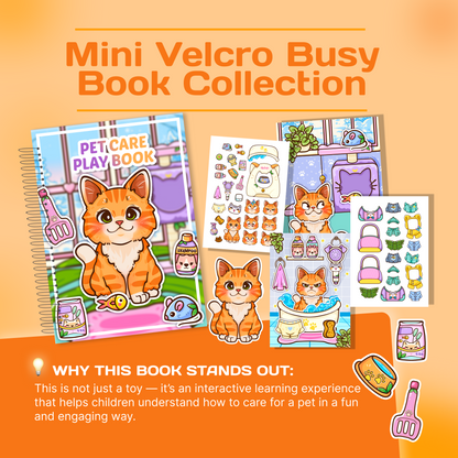 Mini Orange Cat Busy Book for Kids | Interactive Pet Care Activity Toy