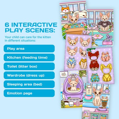 Mini Sphynx Cat Busy Book for Kids | Interactive Pet Care Activity Book