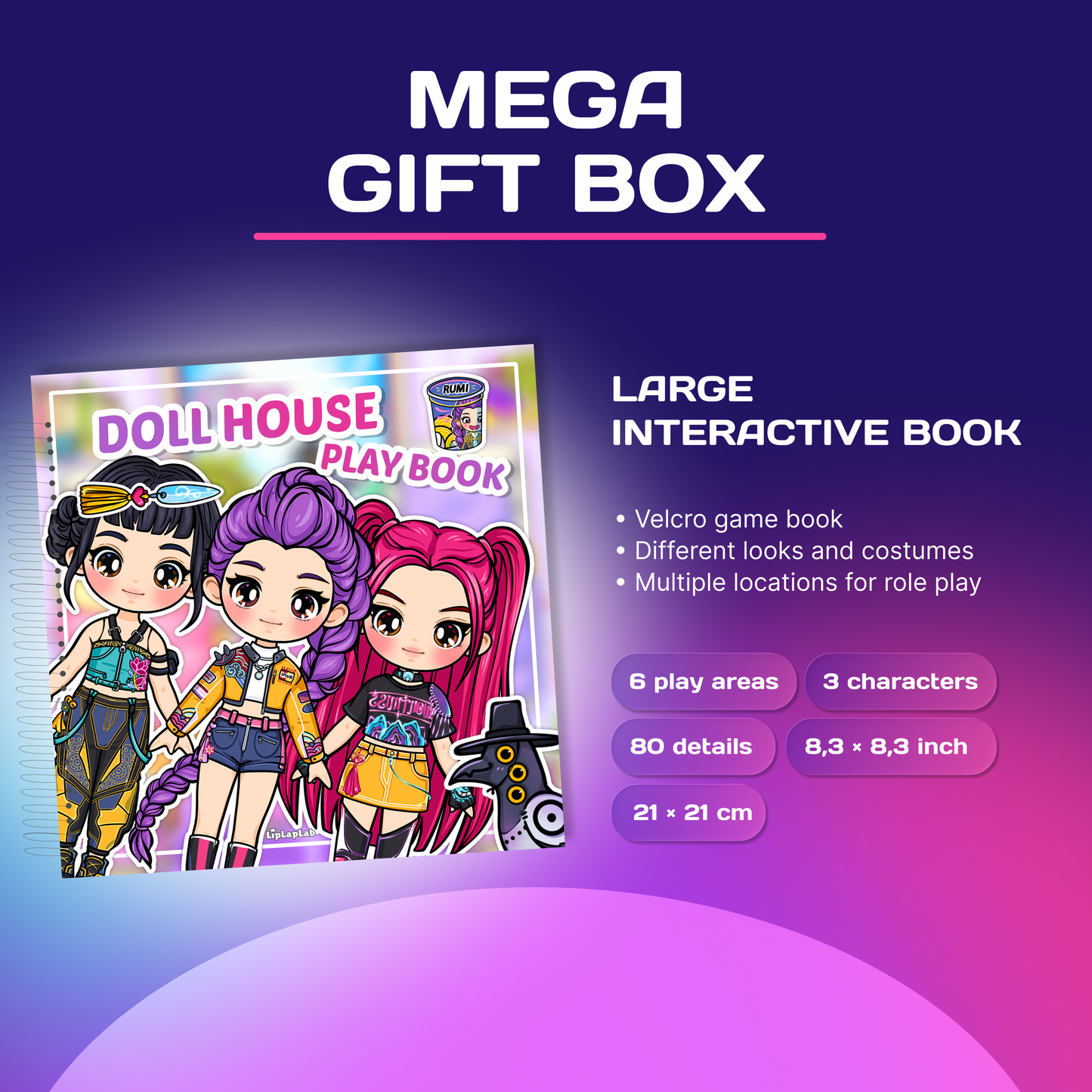 Mega Kawaii Busy Book Gift Box | Interactive Dollhouse & Dress Up Play Set