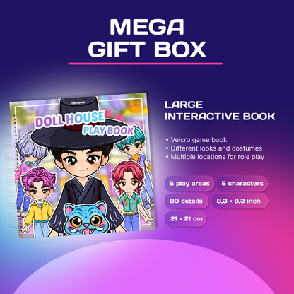 Mega Kawaii Busy Book Gift Box | Interactive Dollhouse & Dress Up Play Set