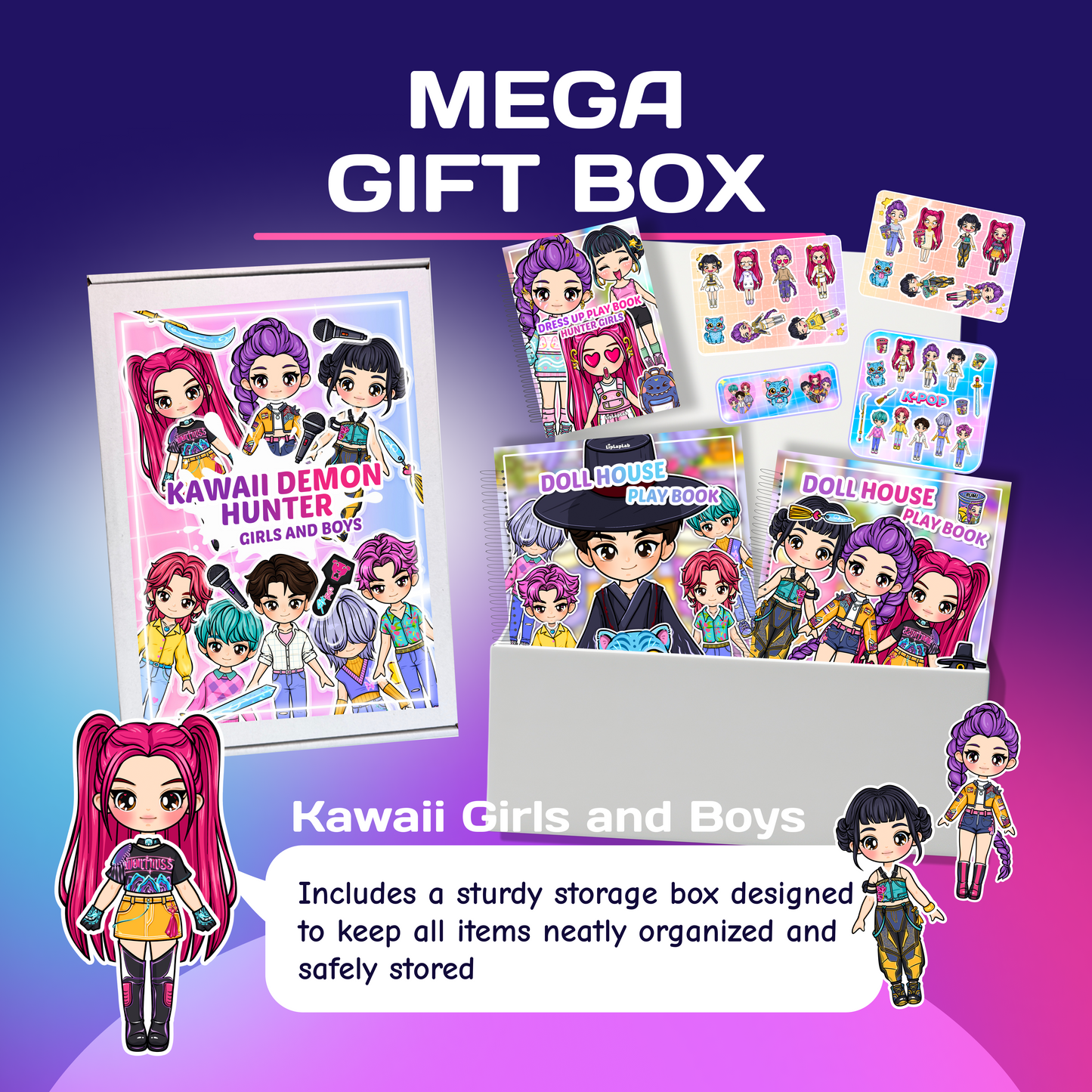 Mega Kawaii Busy Book Gift Box | Interactive Dollhouse & Dress Up Play Set