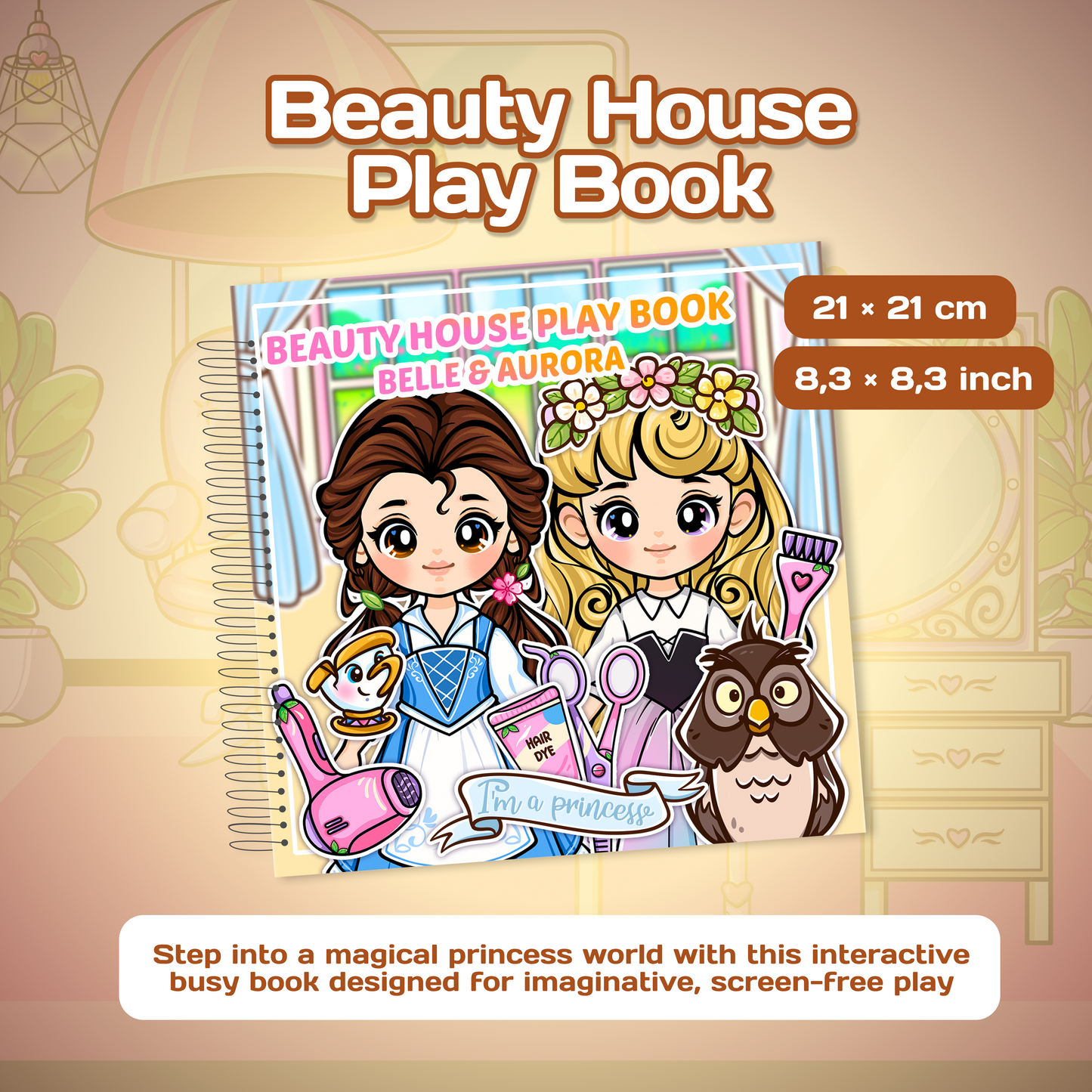 Beauty House Play Book | Princess Dress-Up Doll House Busy Book