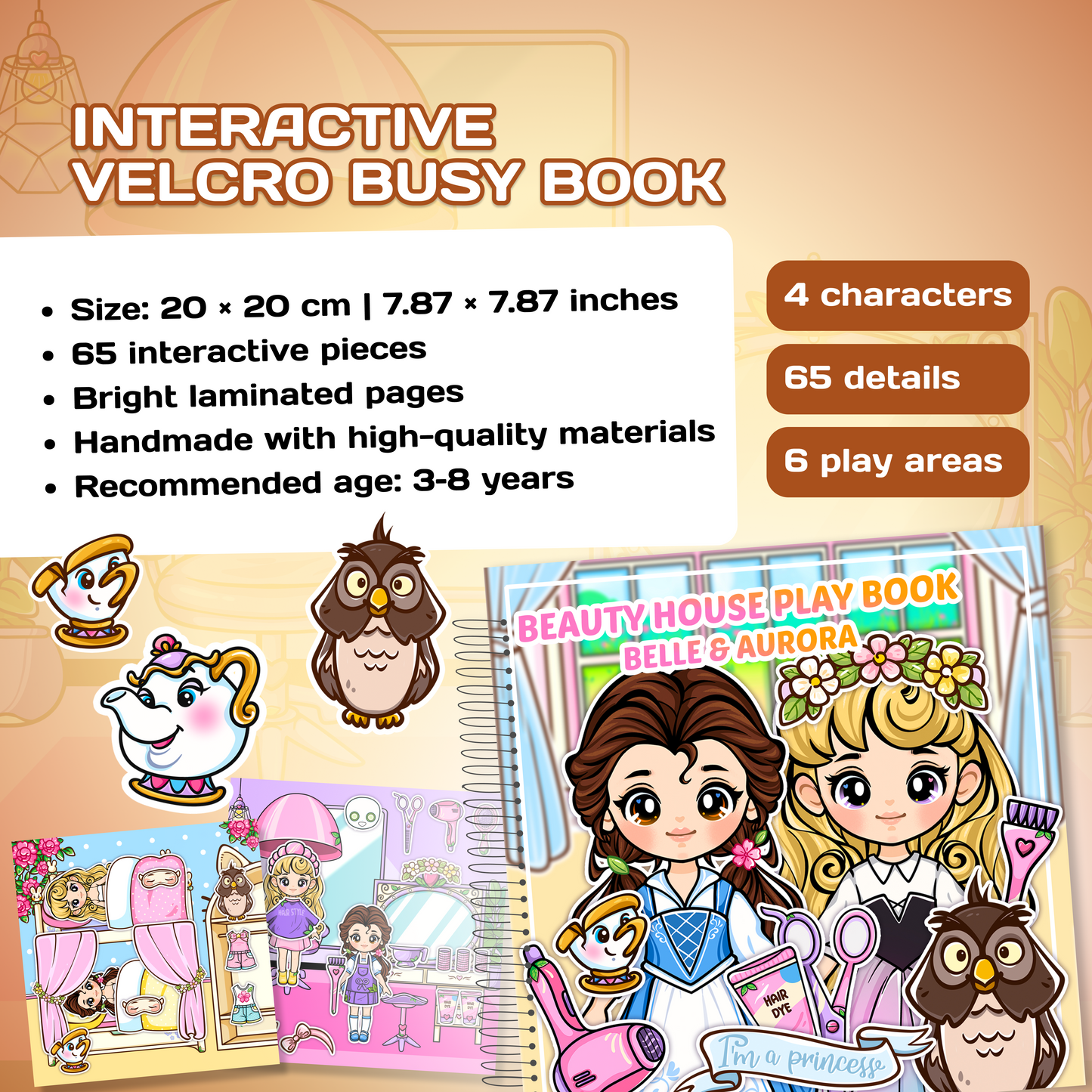Beauty House Play Book | Princess Dress-Up Doll House Busy Book