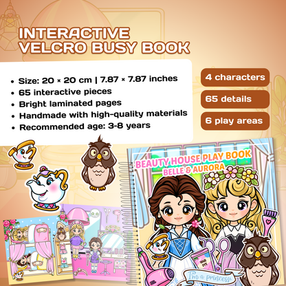 Beauty House Play Book | Princess Dress-Up Doll House Busy Book