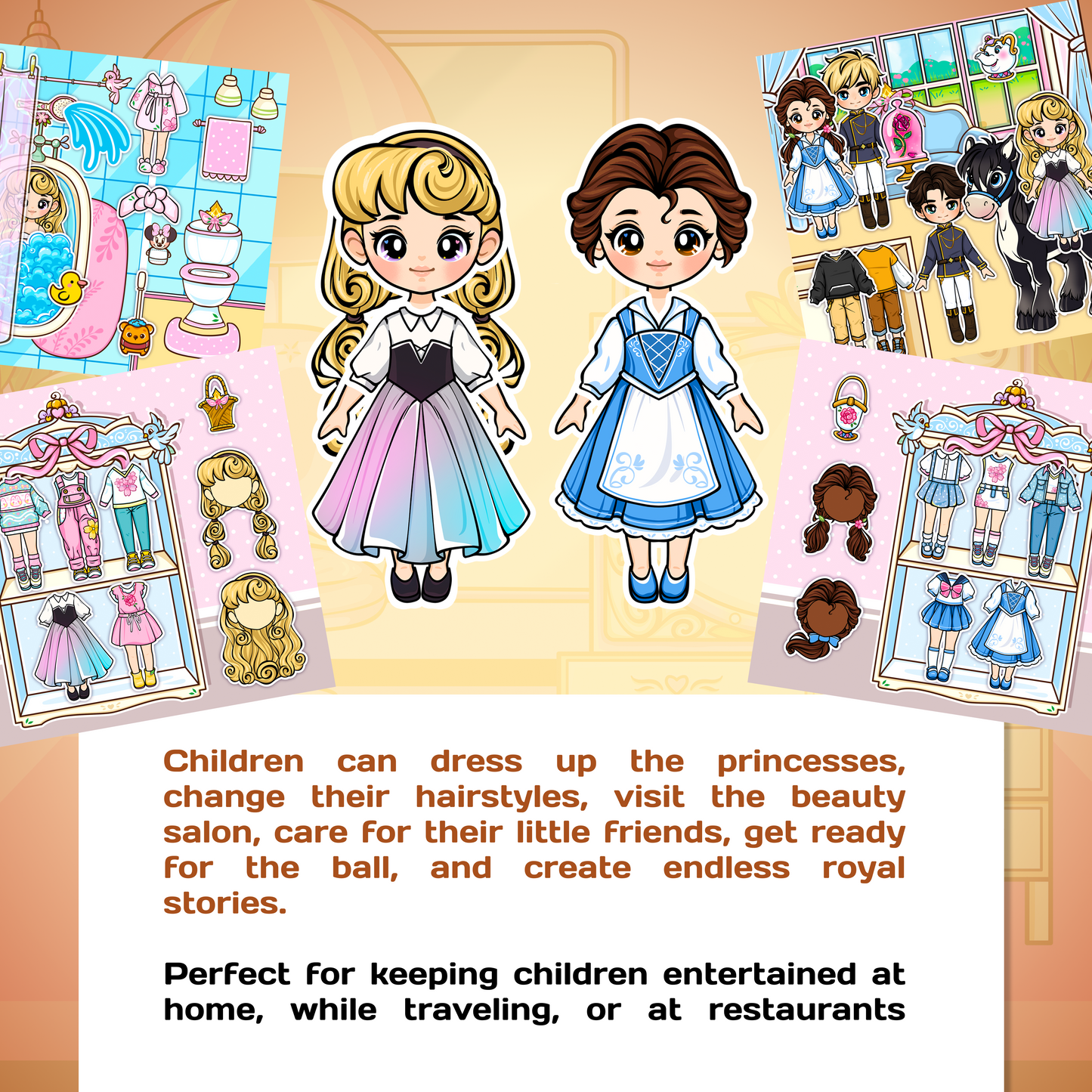 Beauty House Play Book | Princess Dress-Up Doll House Busy Book
