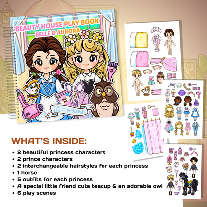 Beauty House Play Book | Princess Dress-Up Doll House Busy Book