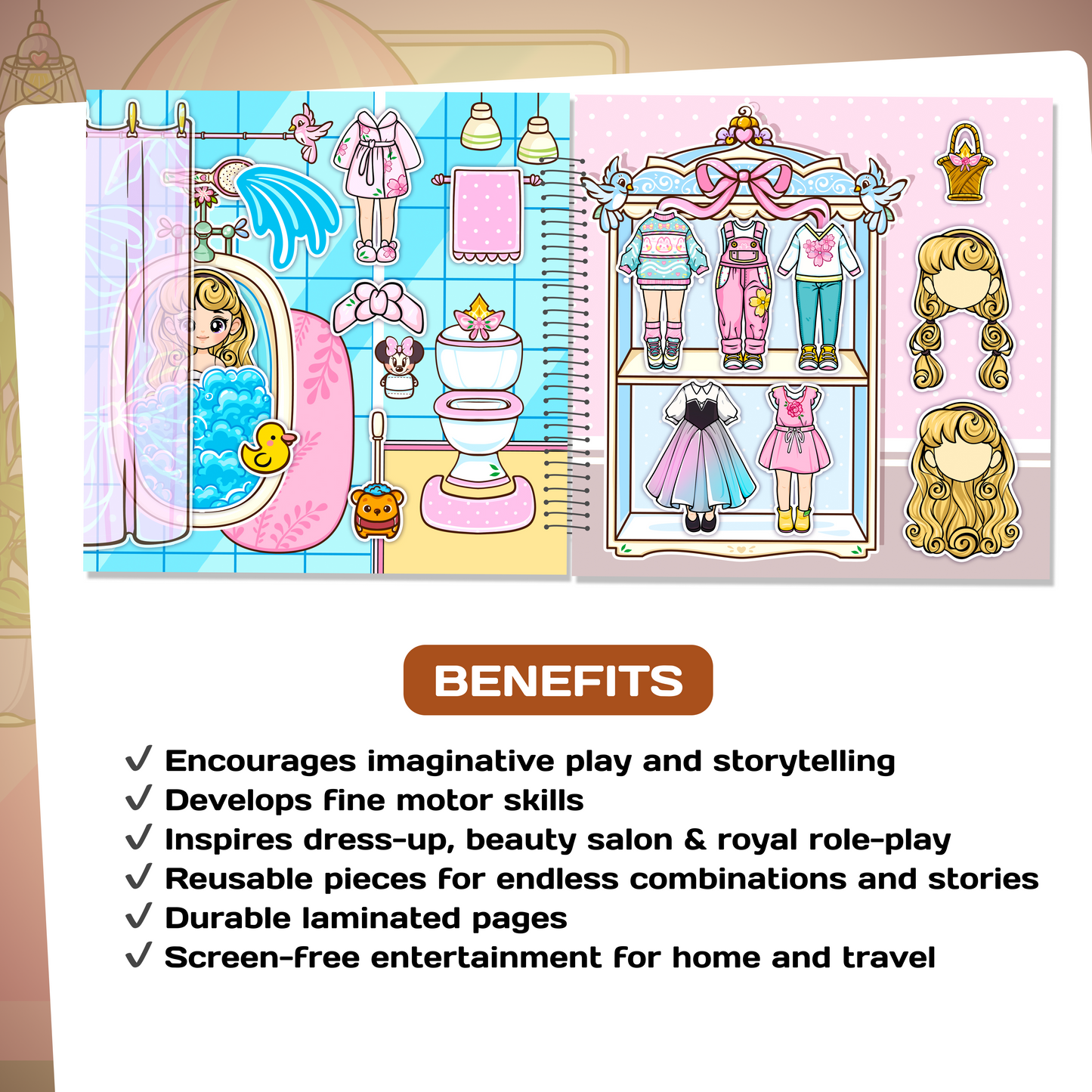 Beauty House Play Book | Princess Dress-Up Doll House Busy Book