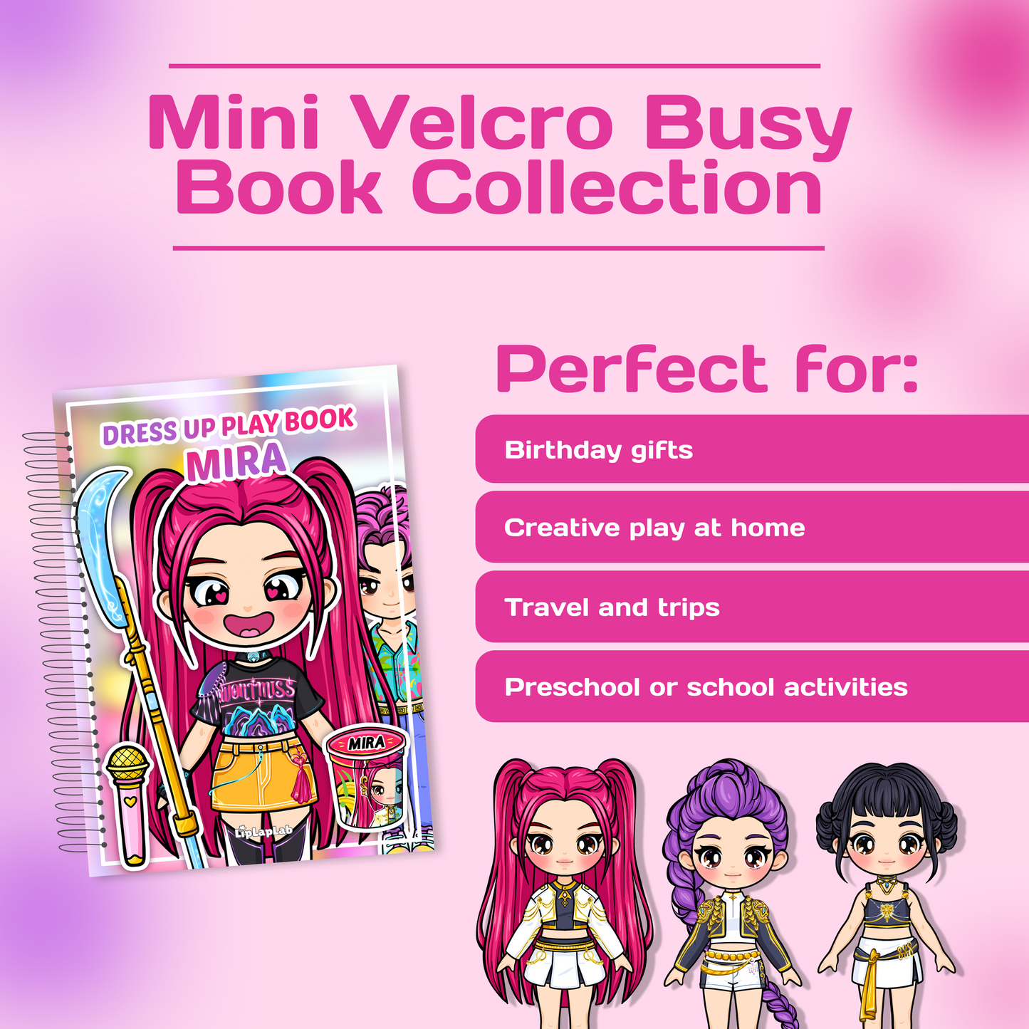 Cute Girl Mira Mini Busy Book – Interactive Dress Up Play Book