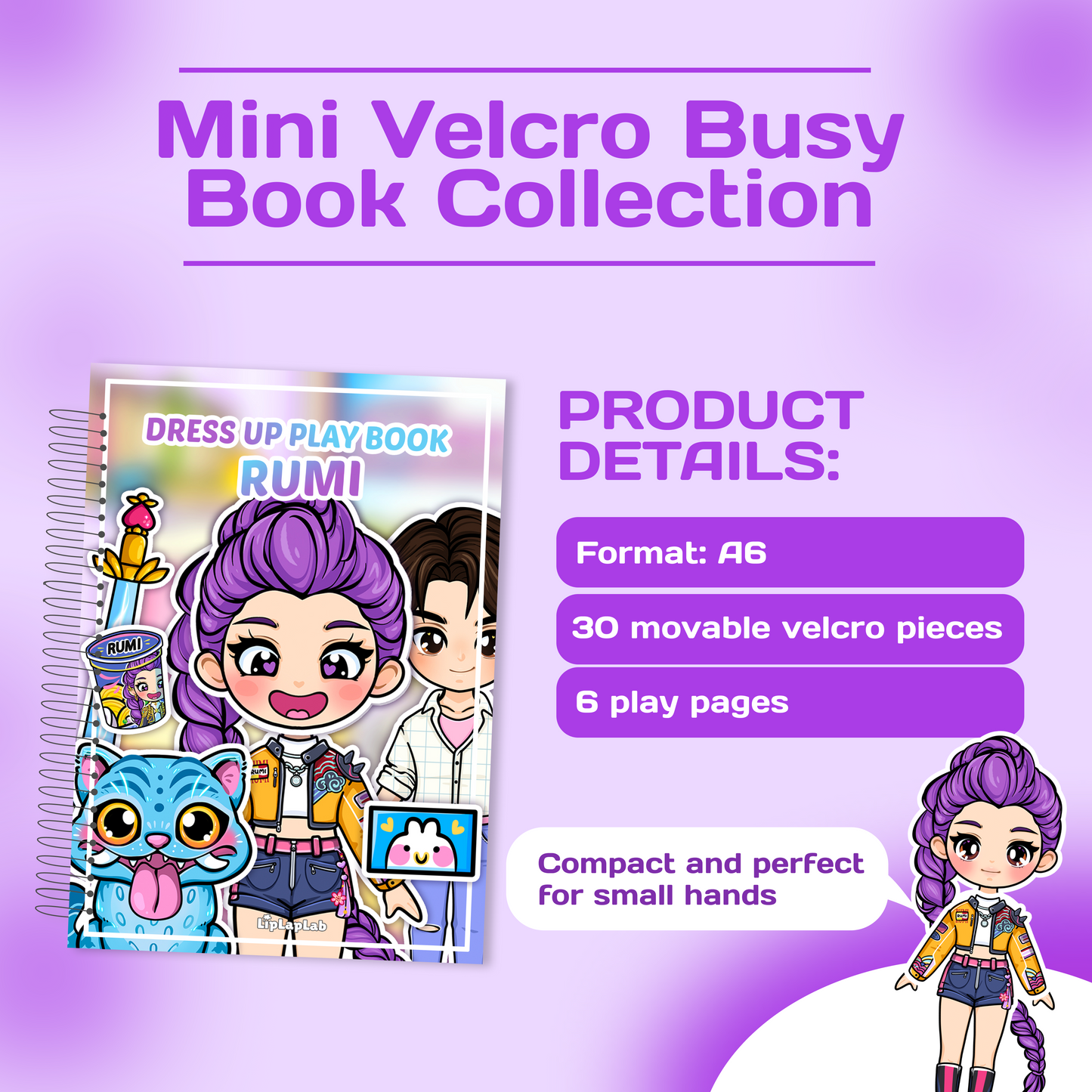 Cute Girl Rumi Mini Busy Book – Interactive Dress Up Play Book