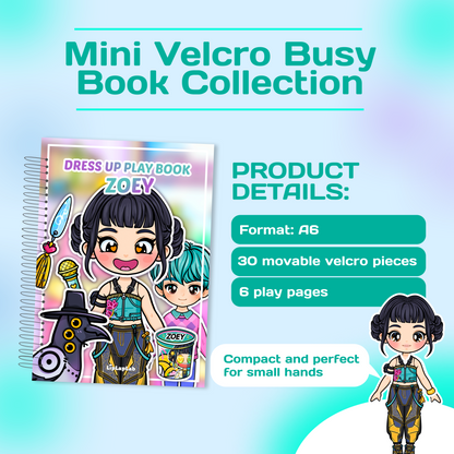 Cute Girl Zoey Mini Busy Book – Interactive Dress Up Play Book
